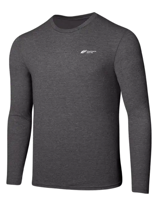 Seriously Soft Heathered Charcoal Long Sleeve T-Shirt w/Contrack Watts Logo