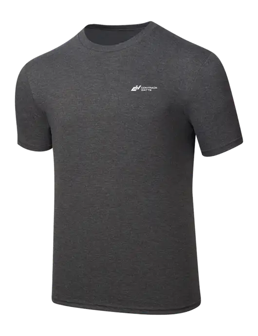 Simply Soft Heathered Charcoal 4.5oz  Poly/Combed Ring Spun Cotton T-Shirt w/Contrack Watts Logo