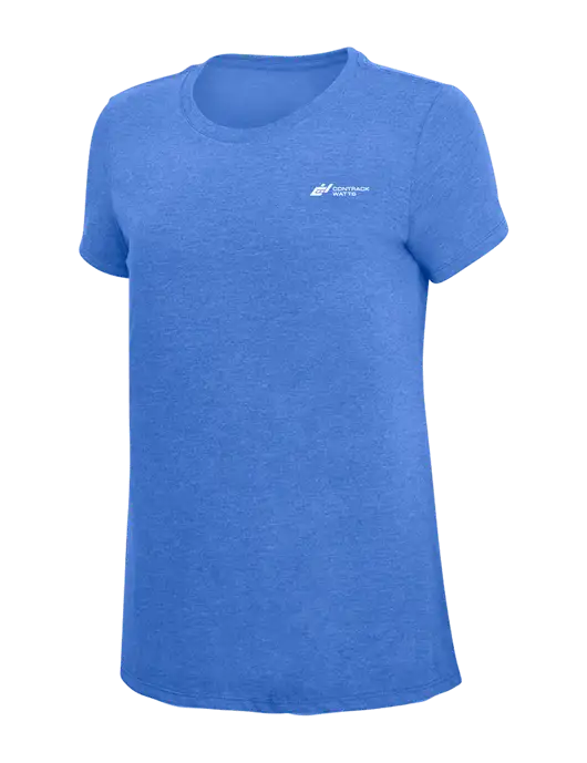 Womens Simply Soft Royal Frost 4.5oz  Poly/Combed Ring Spun Cotton T-Shirt w/Contrack Watts Logo