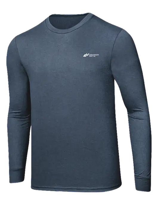 Simply Soft Long Sleeve Navy Frost 4.5 oz, Poly/Combed Ring Spun Cotton T-Shirt w/Contrack Watts Logo