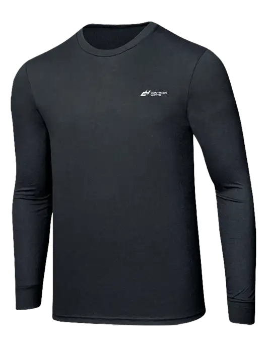 Simply Soft Long Sleeve Black Frost 4.5 oz, Poly/Combed Ring Spun Cotton T-Shirt w/Contrack Watts Logo
