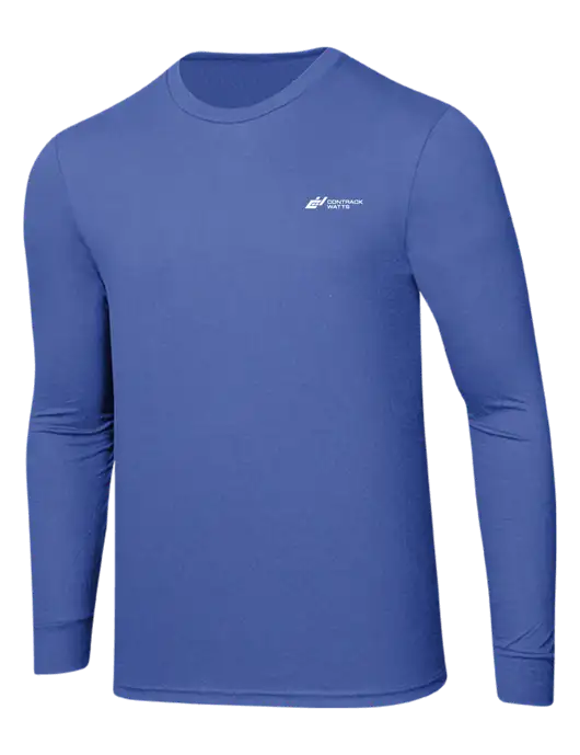 Simply Soft Long Sleeve Royal Frost 4.5 oz, Poly/Combed Ring Spun Cotton T-Shirt w/Contrack Watts Logo