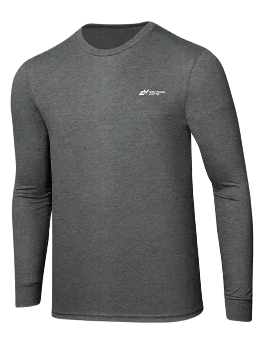 Simply Soft Long Sleeve Medium Grey Frost 4.5 oz, Poly/Combed Ring Spun Cotton T-Shirt w/Contrack Watts Logo