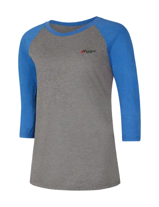 Womens Simply Soft 3/4 Sleeve Royal Frost/Grey Ring Spun Cotton T-Shirt w/Contrack Watts Logo
