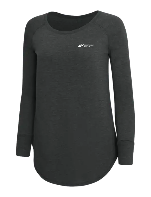 Womens Perfect Wide Collar Tunic Tri-Blend Black Frost 4.5 oz T-Shirt w/Contrack Watts Logo