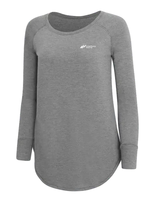 Womens Perfect Wide Collar Tunic Tri-Blend Grey Frost 4.5 oz T-Shirt w/Contrack Watts Logo