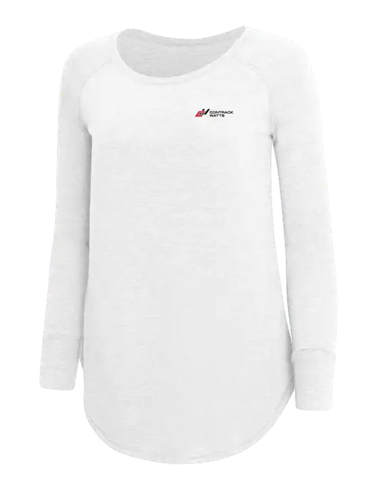 Womens Perfect Wide Collar Tunic Tri-Blend White 4.5 oz T-Shirt w/Contrack Watts Logo