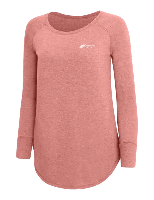 Womens Perfect Wide Collar Tunic Tri-Blend Blush Frost 4.5 oz T-Shirt w/Contrack Watts Logo