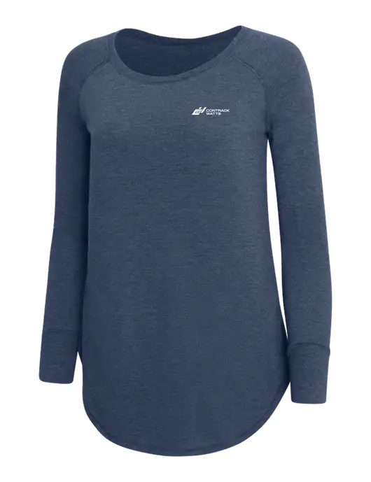Womens Perfect Wide Collar Tunic Tri-Blend Navy Frost 4.5 oz T-Shirt w/Contrack Watts Logo