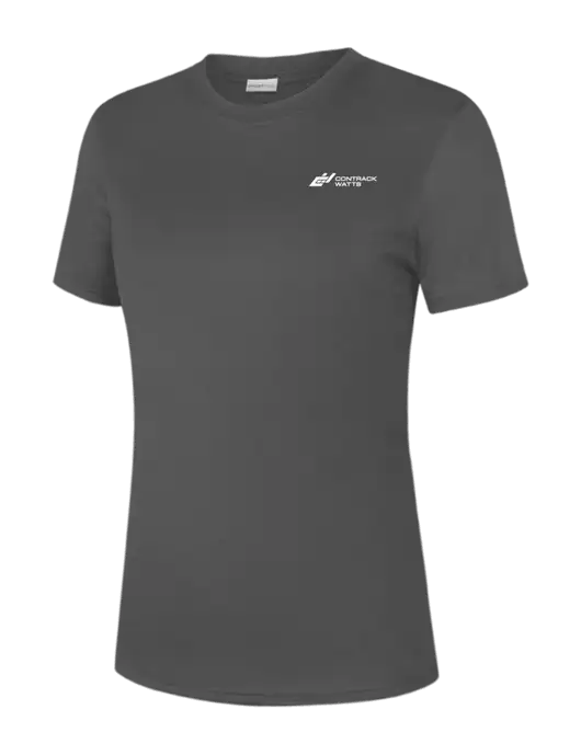  Womens Dark Grey PosiCharge Competitor Tee w/Contrack Watts Logo