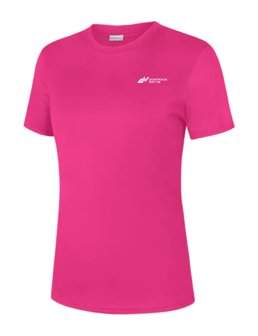   Womens Neon Pink PosiCharge Competitor Tee w/Contrack Watts Logo