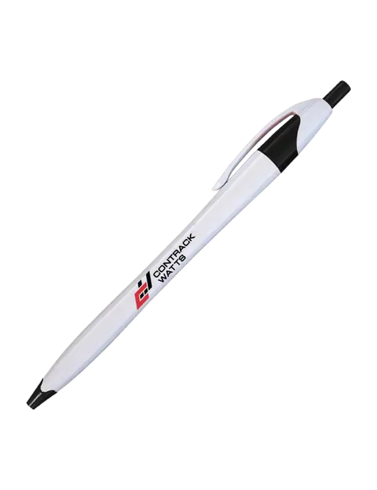 Novella White/Black Classic Pen - Blue Ink w/Contrack Watts Logo