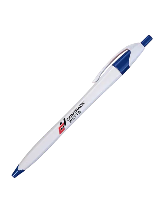 Novella White/Royal Classic Pen - Blue Ink w/Contrack Watts Logo