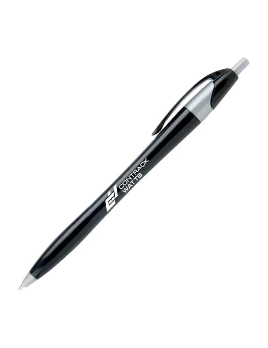 Novella Black/Silver Corporate Pen - Blue Ink w/Contrack Watts Logo