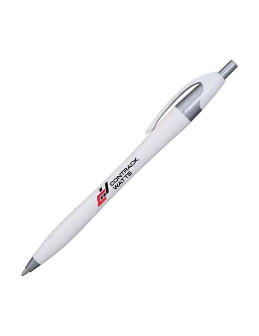 Novella White/Silver Shimmer Pen - Blue Ink w/Contrack Watts Logo