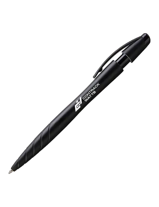 Awali Black Metallic Pen - Black Ink w/Contrack Watts Logo