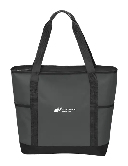 On the Go Charcoal/Black Tote  w/Contrack Watts Logo