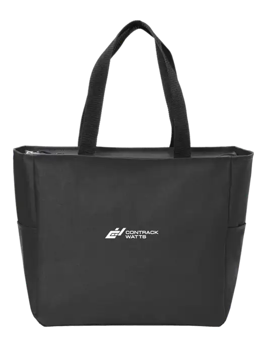 Everyday Black Zip Tote  w/Contrack Watts Logo