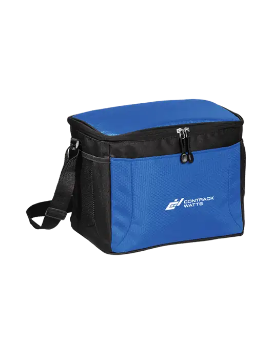 12 Can Twilight Blue/Black Cube Cooler  w/Contrack Watts Logo