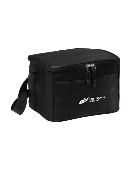 6 Can Black/Black Cube Cooler w/Contrack Watts Logo