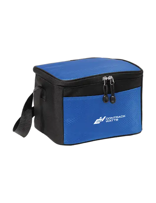 6 Can Twilight Blue/Black Cube Cooler w/Contrack Watts Logo