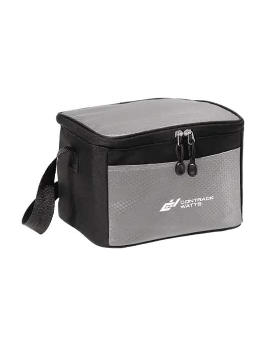 6 Can Grey/Black Cube Cooler w/Contrack Watts Logo