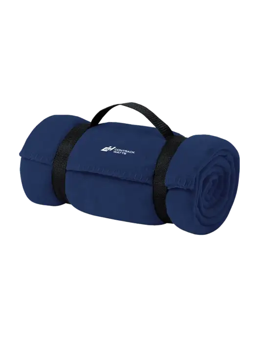 Casual Navy Fleece Blanket With Strap  w/Contrack Watts Logo