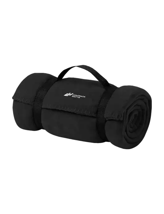 Casual Black Fleece Blanket With Strap w/Contrack Watts Logo