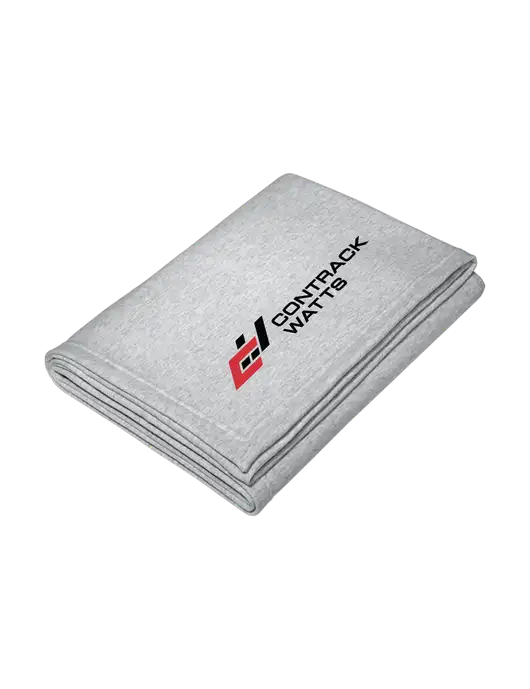 Core Light Grey Heather Fleece Sweatshirt Blanket w/Contrack Watts Logo