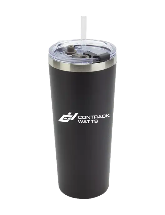 Brighton Black 20 oz Insulated Tumbler & Straw w/Contrack Watts Logo