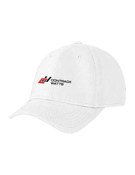 White Structured Soft Snap Closure Hook & Loop Cap w/Contrack Watts Logo