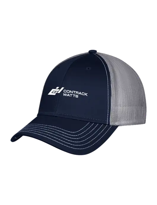 Navy/Grey Mesh Trucker Cap Snap Back w/Contrack Watts Logo
