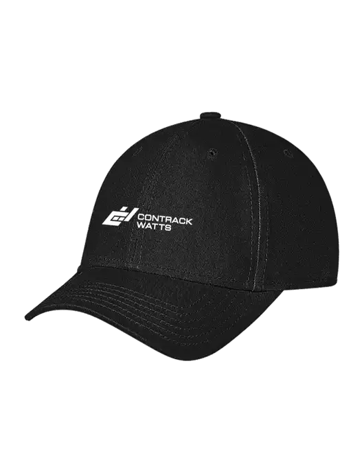 Black Structured Soft Snap Closure Hook & Loop Cap w/Contrack Watts Logo