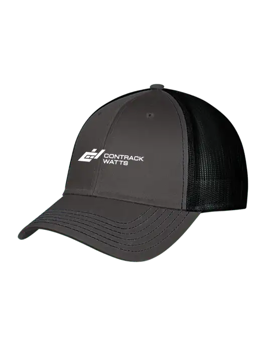 Charcoal & Black Mesh Trucker Cap Snap Back w/Contrack Watts Logo