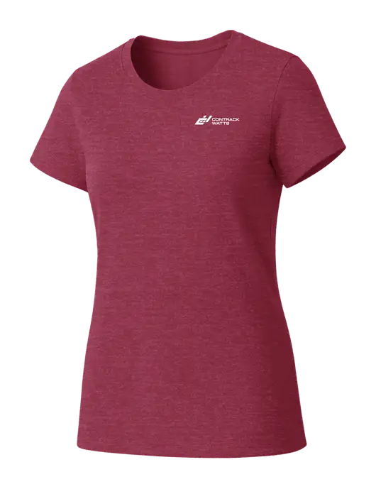 Womens Seriously Soft Heathered Cardinal T-Shirt w/Contrack Watts Logo