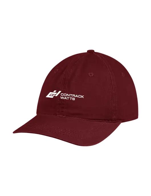 Garment Washed Unstructured Twill Maroon Cap w/Contrack Watts Logo