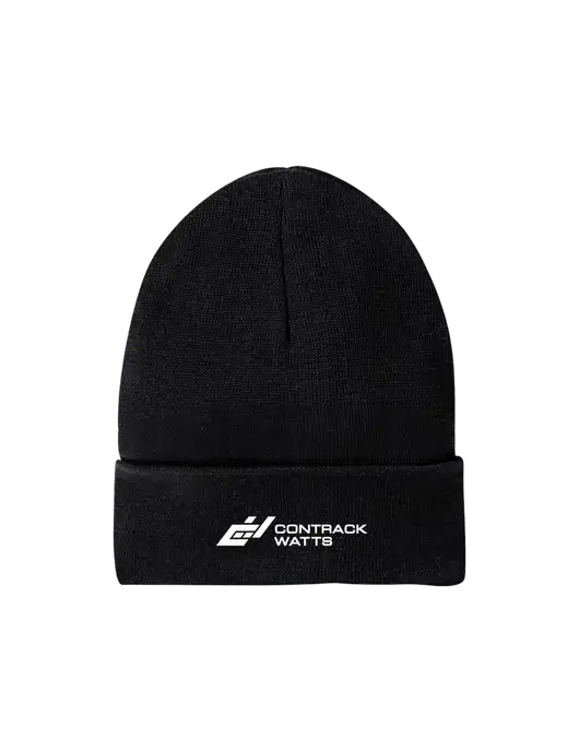 Recycled Black Beanie w/Contrack Watts Logo