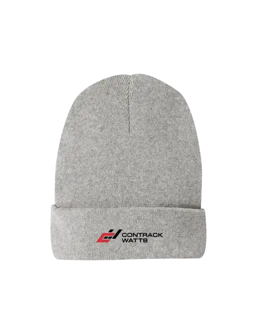 Recycled Light Heather Grey Beanie w/Contrack Watts Logo