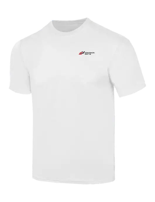 Simply Soft White 4.5oz  Poly/Combed Ring Spun Cotton T-Shirt w/Contrack Watts Logo