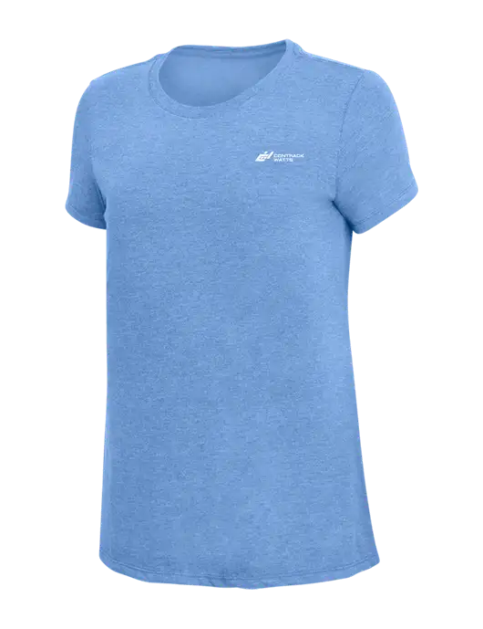 Womens Simply Soft Maritime Frost 4.5oz Poly/Combed Ring Spun Cotton T-Shirt
 w/Contrack Watts Logo