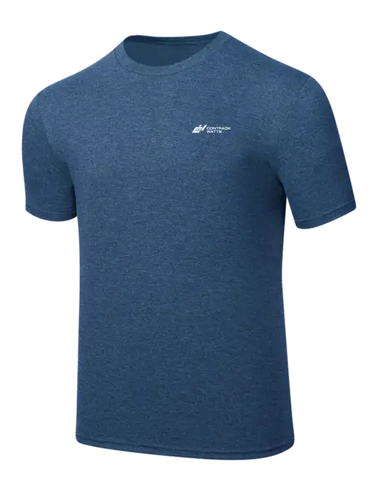Simply Soft Heathered Navy 4.5oz  Poly/Combed Ring Spun Cotton T-Shirt w/Contrack Watts Logo
