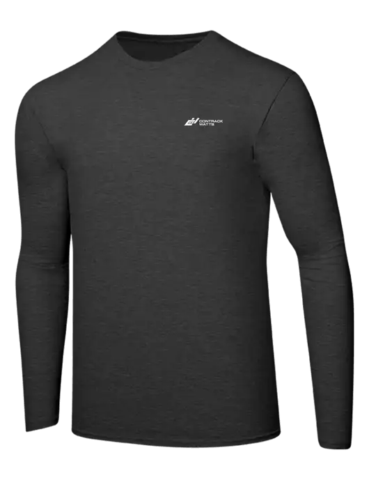 Ring Spun Dark Heather Grey 4.5 oz Long Sleeve T-Shirt w/Contrack Watts Logo