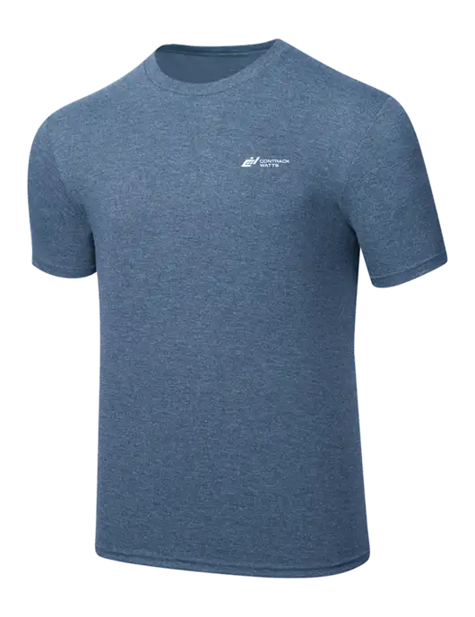 Simply Soft Light Slate Blue Heathered 4.5oz  Poly/Combed Ring Spun Cotton T-Shirt w/Contrack Watts Logo