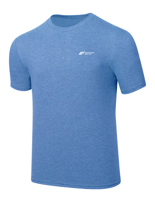 Simply Soft Carolina Blue Frost 4.5oz  Poly/Combed Ring Spun Cotton T-Shirt w/Contrack Watts Logo