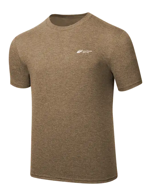 Simply Soft Light Brown Heathered 4.5oz  Poly/Combed Ring Spun Cotton T-Shirt w/Contrack Watts Logo