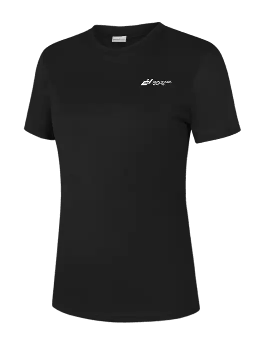  Womens Black PosiCharge Competitor Tee w/Contrack Watts Logo