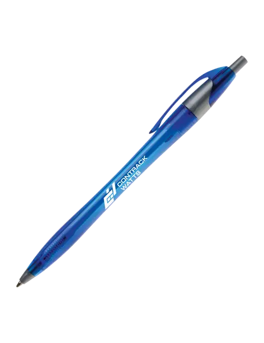 Novella Translucent Blue/Silver Jewel Pen - Blue Ink w/Contrack Watts Logo