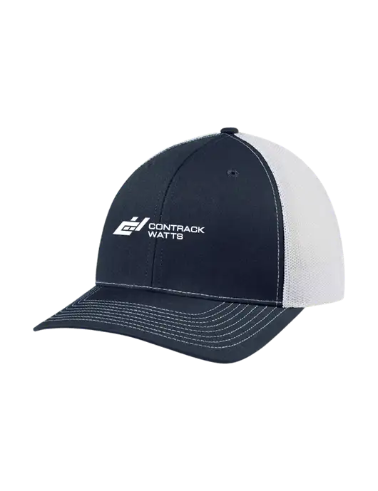 Richardson Adjustable Snapback Original 112 Trucker Cap Navy w/White Mesh w/Contrack Watts Logo