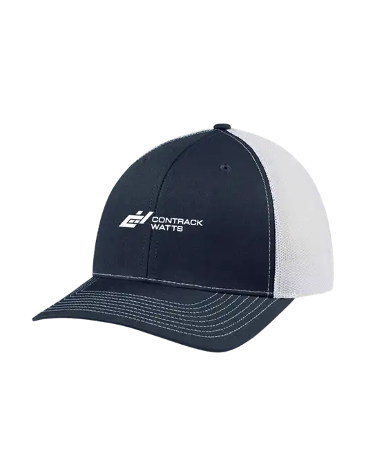 Richardson Adjustable Snapback Original 112 Trucker Cap Navy w/White Mesh w/Contrack Watts Logo