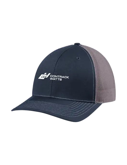 Richardson Adjustable Snapback Original 112 Trucker Cap Navy w/Charcoal Mesh w/Contrack Watts Logo